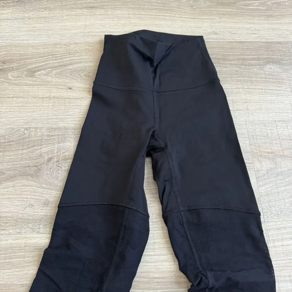 Lululemon Sheer Will High Rise Leggings 28” Camo Black Sz 2